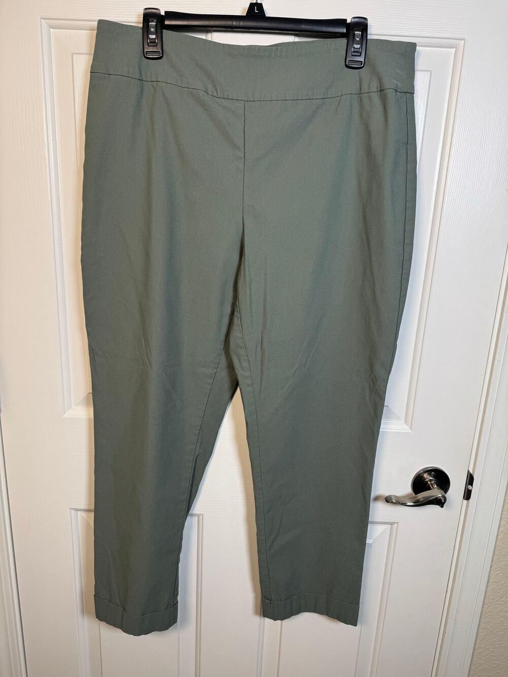 Tribal Pull-on Stretch Waistband Skinny Crop Cuffed Pants Green 16